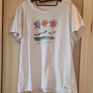 Life Is Good Womens' White T-Shirt with Colorful Flowers